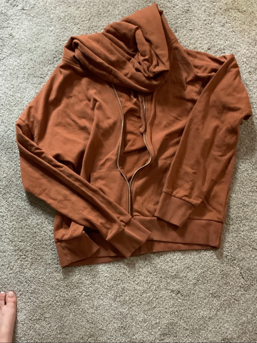 Rust Brown Zip-Up Hoodie